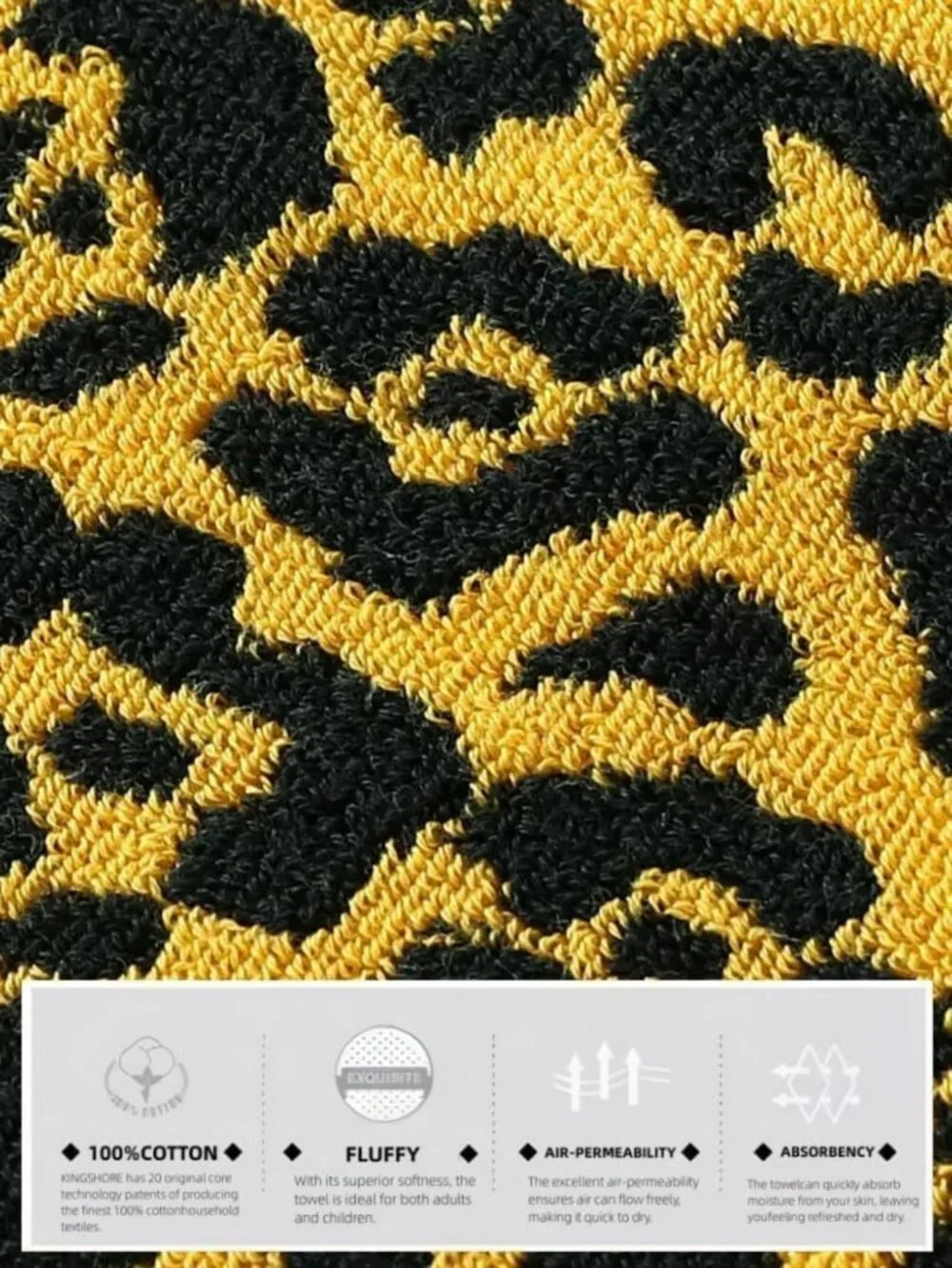 3-Piece Leopard Bath Towel Set - Quick-Drying, 100% Cotton, Oeko-TEX Certified